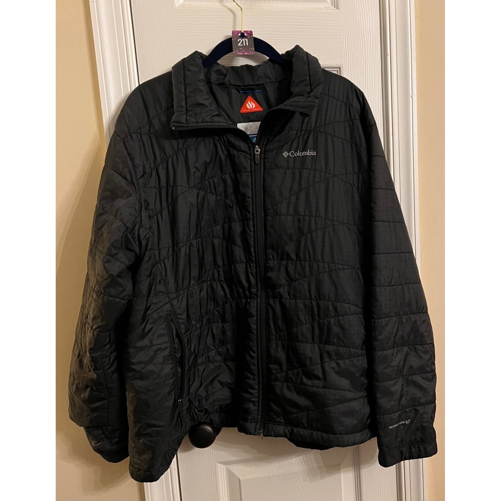 Columbia Omni-Heat Puffer Jacket Women 3X Black Quilted Full Zip Insulated Coat